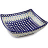 Polish Pottery Square Bowl 11&quot; Blue Cornflower