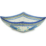 Polish Pottery Square Bowl 11&quot; Blue Pansy