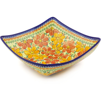 Polish Pottery Square Bowl 11" UNIKAT