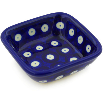 Polish Pottery Square Bowl 3&quot; Blue Eyes