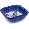 Polish Pottery Square Bowl 3&quot; Blue Poppies