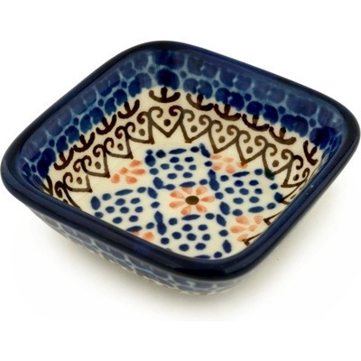 Polish Pottery Square Bowl 3&quot; Daisy Basket