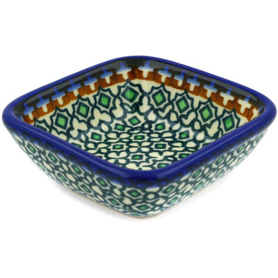 Polish Pottery Square Bowl 3&quot; Earthy Mosaic