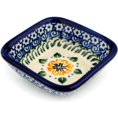 Polish Pottery Square Bowl 3&quot; Marigold Morning