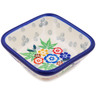 Polish Pottery Square Bowl 3&quot; Picnic In Autumn UNIKAT