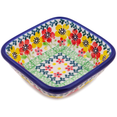 Polish Pottery Square Bowl 3&quot; Spring Bliss UNIKAT