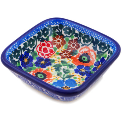 Polish Pottery Square Bowl 3&quot; What A Wonderful Life UNIKAT