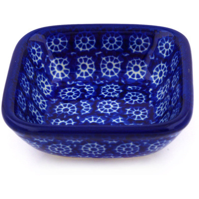 Polish Pottery Square Bowl 3&quot; Winter Frost
