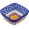Polish Pottery Square Bowl 4&quot; Autumn Falling Leaves UNIKAT