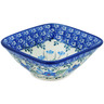 Polish Pottery Square Bowl 4&quot; Blue Blossom