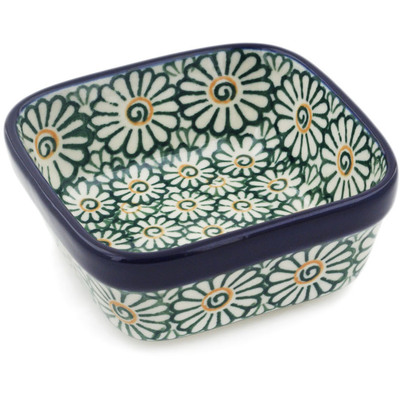 Polish Pottery Square Bowl 4&quot; Daisies Galore