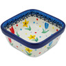 Polish Pottery Square Bowl 4&quot; Full Bloom UNIKAT