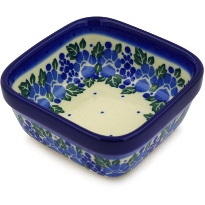 Polish Pottery Square Bowl 4&quot; Heaven Sent