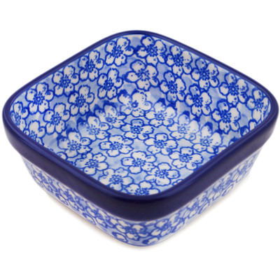 Polish Pottery Square Bowl 4&quot; Magical Blue