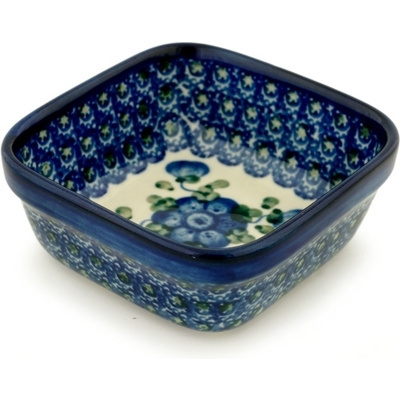 Polish Pottery Square Bowl 4&quot; Morning Daisy