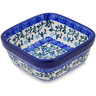Polish Pottery Square Bowl 4&quot; Petite Blue Vine