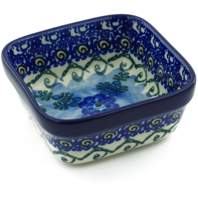 Polish Pottery Square Bowl 4&quot; Poppy Chain UNIKAT