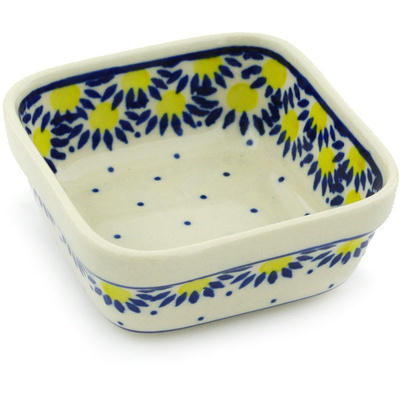 Polish Pottery Square Bowl 4&quot; Radiant Scales