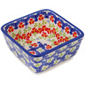 Polish Pottery Square Bowl 4&quot; Red Chains UNIKAT