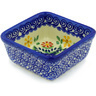 Polish Pottery Square Bowl 4&quot; Wave Of Flowers