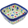 Polish Pottery Square Bowl 4&quot; Winter Sprinkles UNIKAT