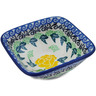 Polish Pottery Square Bowl 4&quot; Yellow Rose