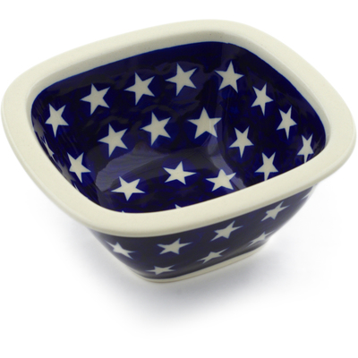 Polish Pottery Square Bowl 5&quot; America The Beautiful