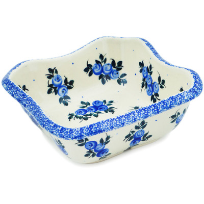 Polish Pottery Square Bowl 5&quot; Blue Berry Special UNIKAT
