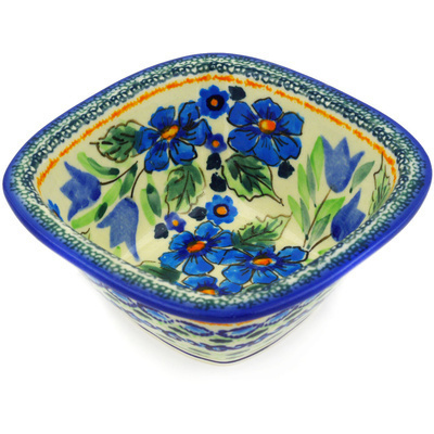 Polish Pottery Square Bowl 5&quot; Evangeline UNIKAT