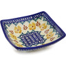 Polish Pottery Square Bowl 5&quot; Golden Flower Garden