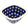 Polish Pottery Square Bowl 5&quot; Peacock Leaves