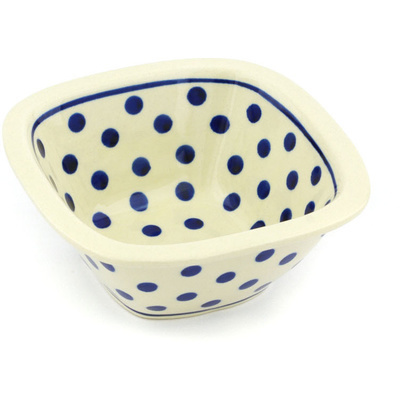 Polish Pottery Square Bowl 5" Polka Dot