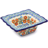 Polish Pottery Square Bowl 5&quot; Tulip Vines