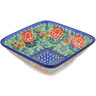 Polish Pottery Square Bowl 6&quot; Bold Carnation UNIKAT
