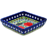 Polish Pottery Square Bowl 6&quot; Fowl In The Florals UNIKAT
