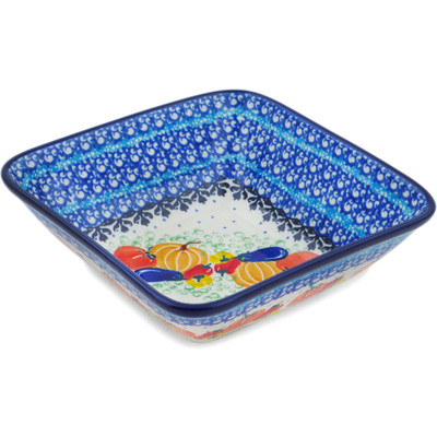 Polish Pottery Square Bowl 6&quot; Glorious Sequence UNIKAT