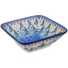 Polish Pottery Square Bowl 6&quot; Glowing Christmas Trees UNIKAT