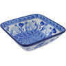 Polish Pottery Square Bowl 6&quot; Indigo Field