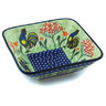 Polish Pottery Square Bowl 6&quot; Rooster Dance UNIKAT