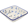 Polish Pottery Square Bowl 6&quot; Soaring Swallows UNIKAT