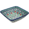 Polish Pottery Square Bowl 6&quot; Strawberries And Cream UNIKAT