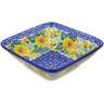 Polish Pottery Square Bowl 6&quot; Sunflower Surprise UNIKAT