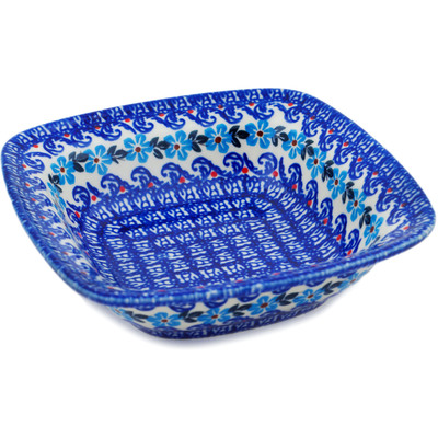 Polish Pottery Square Bowl 7&quot; Beach At Sunset UNIKAT