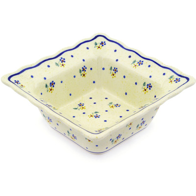 Polish Pottery Square Bowl 7&quot; Country Meadow