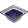 Polish Pottery Square Bowl 7&quot; Flowering Peacock
