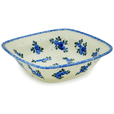 Polish Pottery Square Bowl 7&quot; Hope Flowes UNIKAT