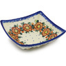 Polish Pottery Square Bowl 8&quot; Autumn Pansies UNIKAT