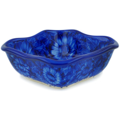 Polish Pottery Square Bowl 8&quot; Divine Cobalt UNIKAT