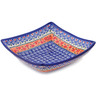 Polish Pottery Square Bowl 8&quot; Grecian Fire Tulips