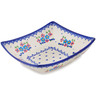 Polish Pottery Square Bowl 8" Hearts And Flowers